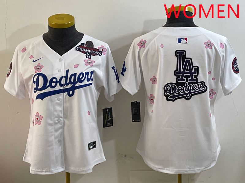 Women Los Angeles Dodgers Blank White Sakura Edition 2025 Nike MLB Jersey style 20